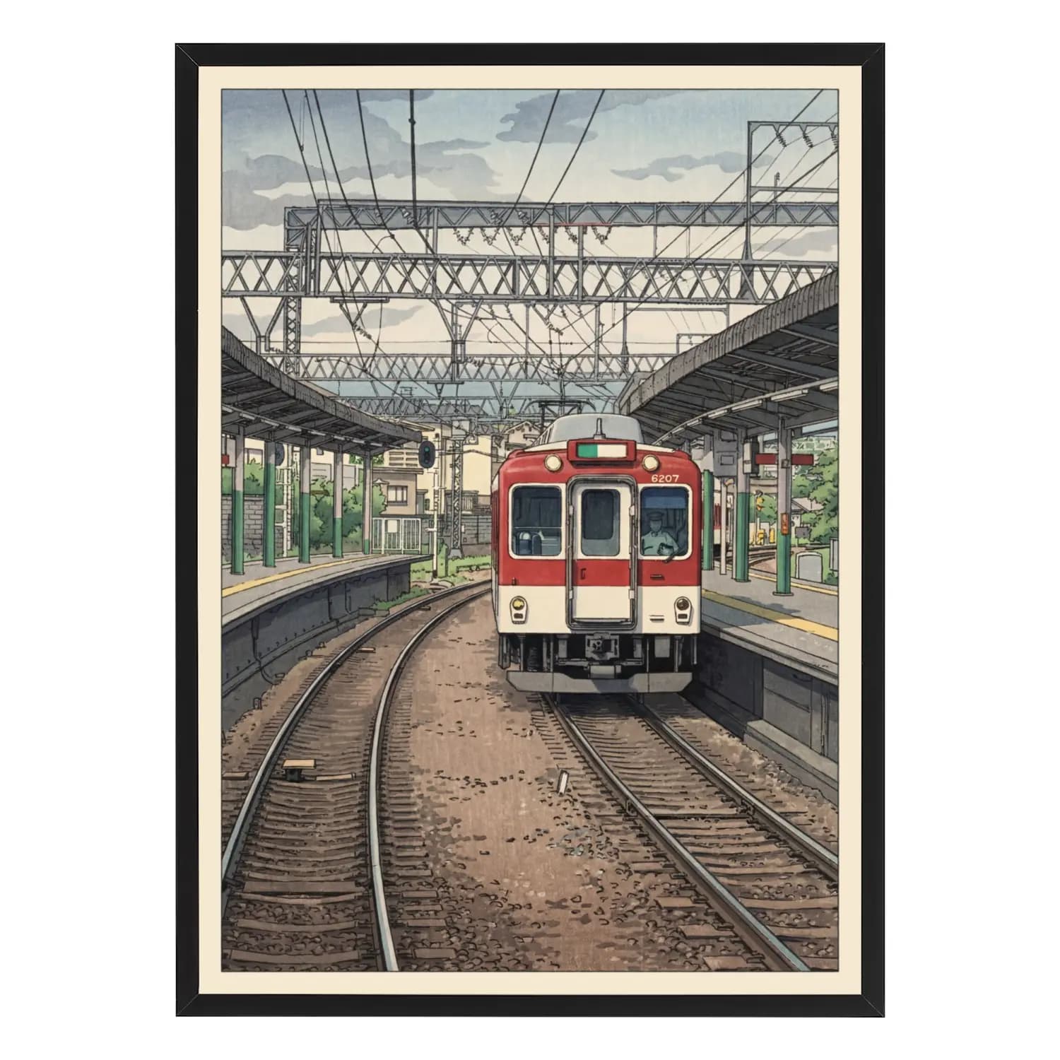 Red Train at the Morning Station