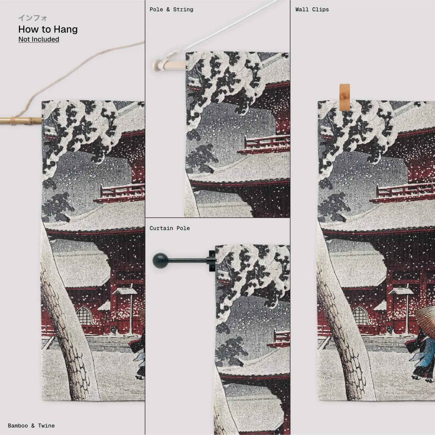 Red Temple in Snow Tapestry - product image