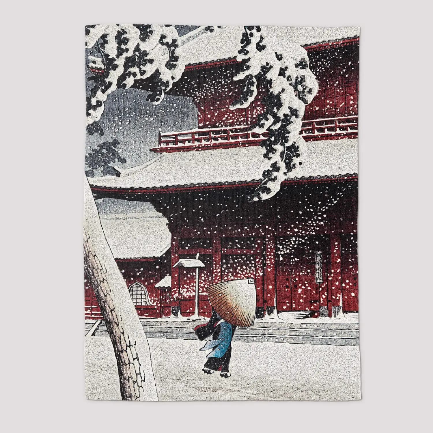 Red Temple in Snow Tapestry - product image
