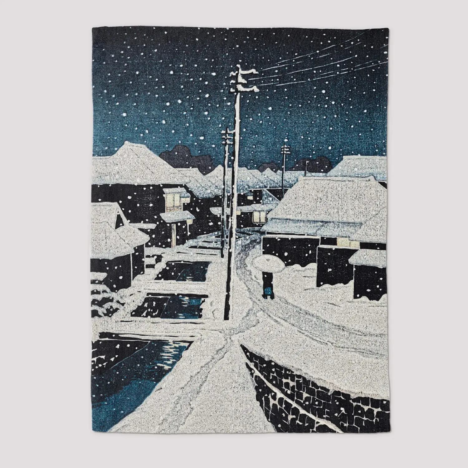 Snowy Night Street Tapestry - product image