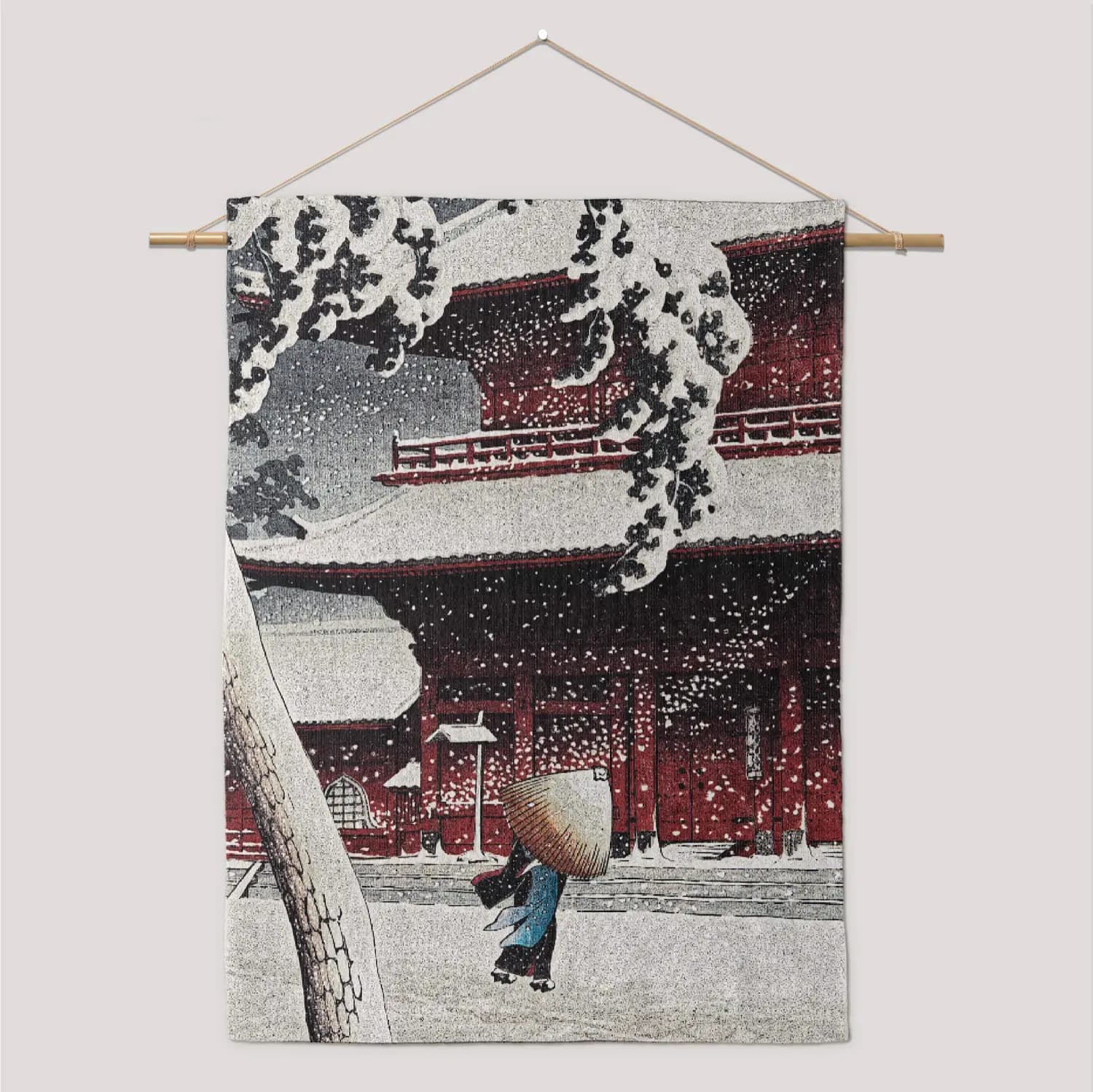 Red Temple in Snow Tapestry - product image