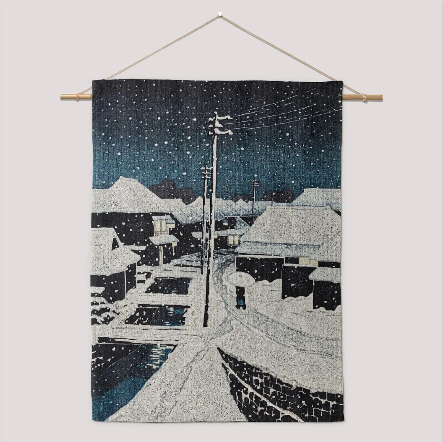 Snowy Night Street Tapestry - product image