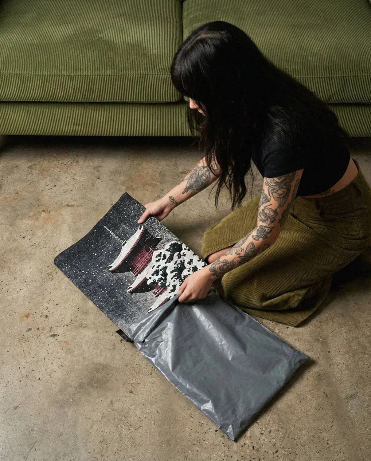 Japanese Pagoda in Snow Tapestry - product image