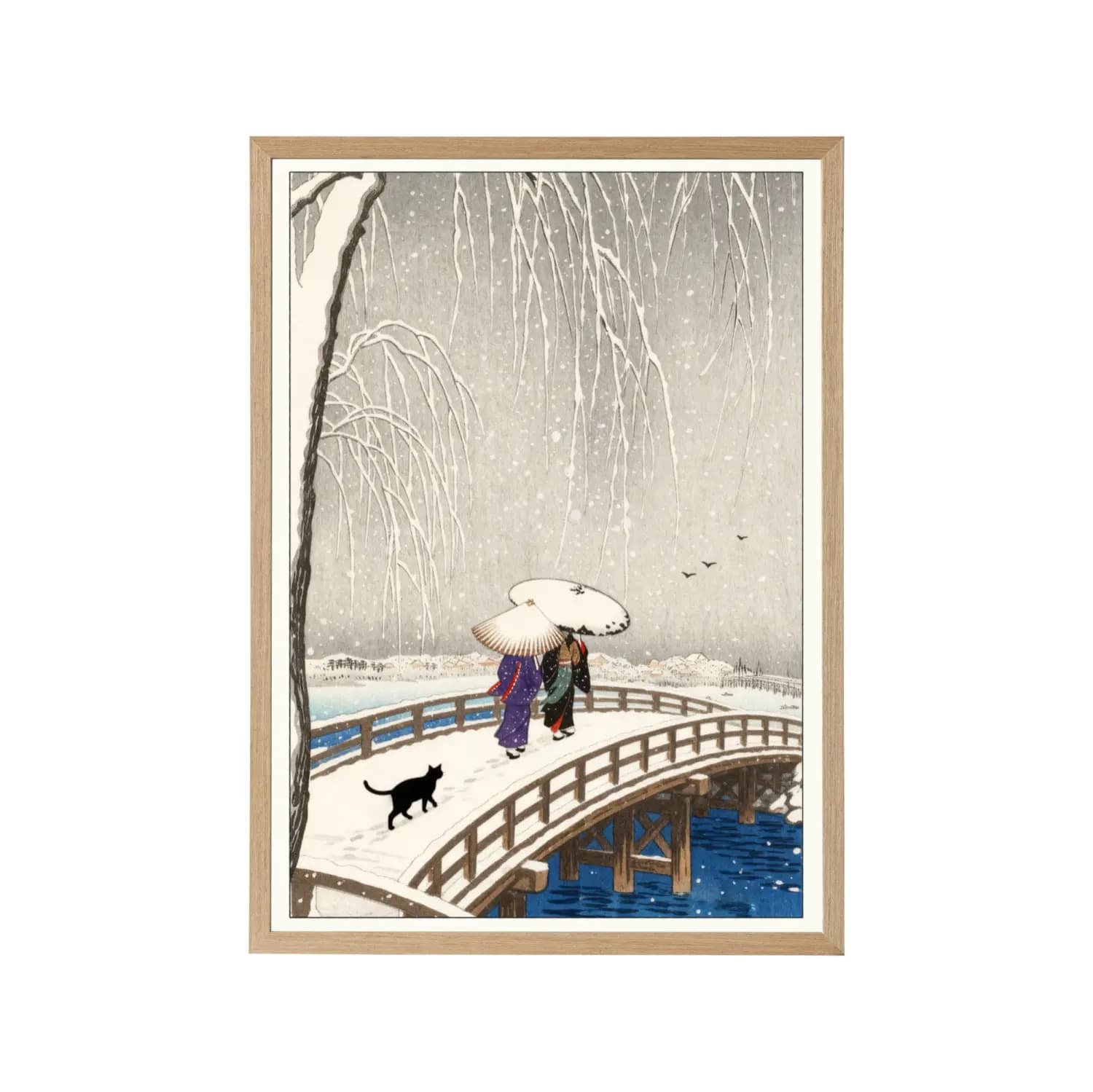 Winter Bridge with Geishas & their Cat - product image