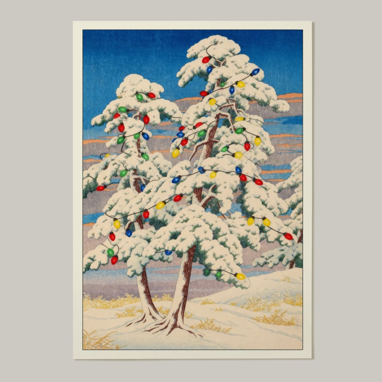 Snowy Pines with Christmas Lights - product image