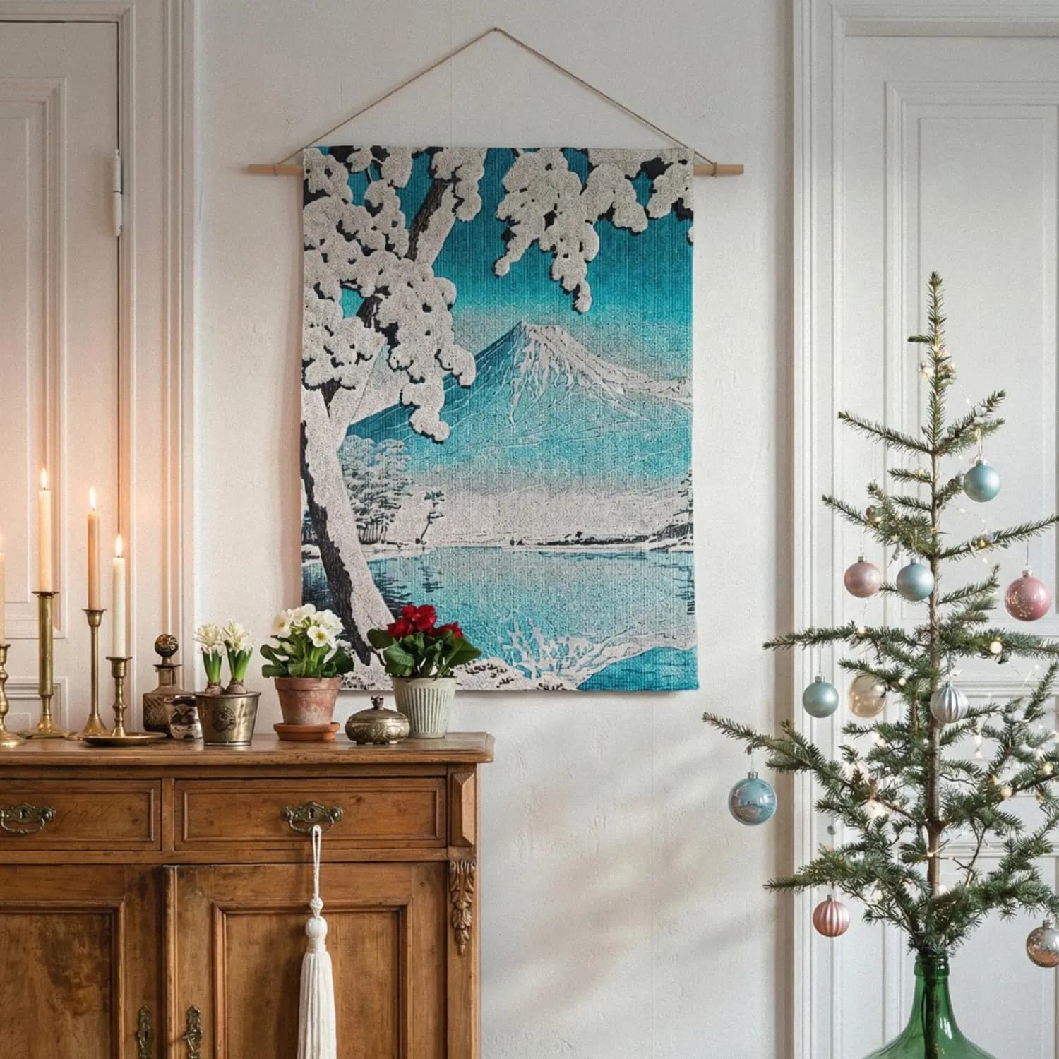 Winter Fuji Landscape Tapestry